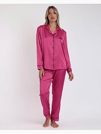 BARBIE Pigiama aperto a maniche lunghe in raso vintage da donna