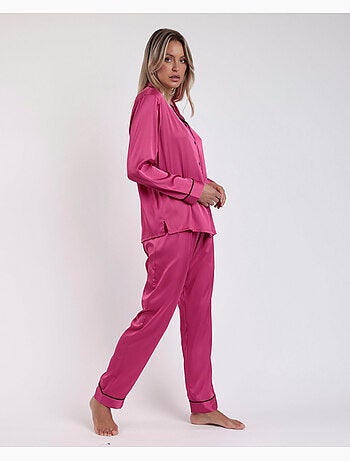 BARBIE Pigiama aperto a maniche lunghe in raso vintage da donna
