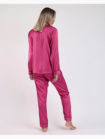 BARBIE Pigiama aperto a maniche lunghe in raso vintage da donna