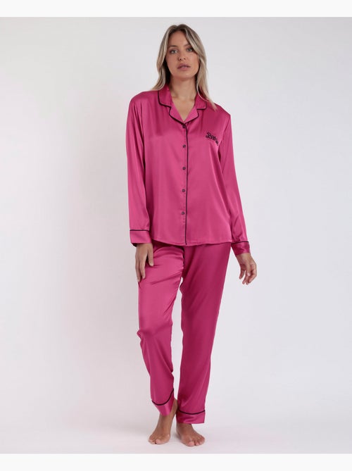 BARBIE Pigiama aperto a maniche lunghe in raso vintage da donna - Kiabi BARBIE Pigiama aperto a maniche lunghe in raso vintage da donna - Kiabi