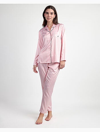 BARBIE Pigiama elegante in raso aperto a maniche lunghe da donna