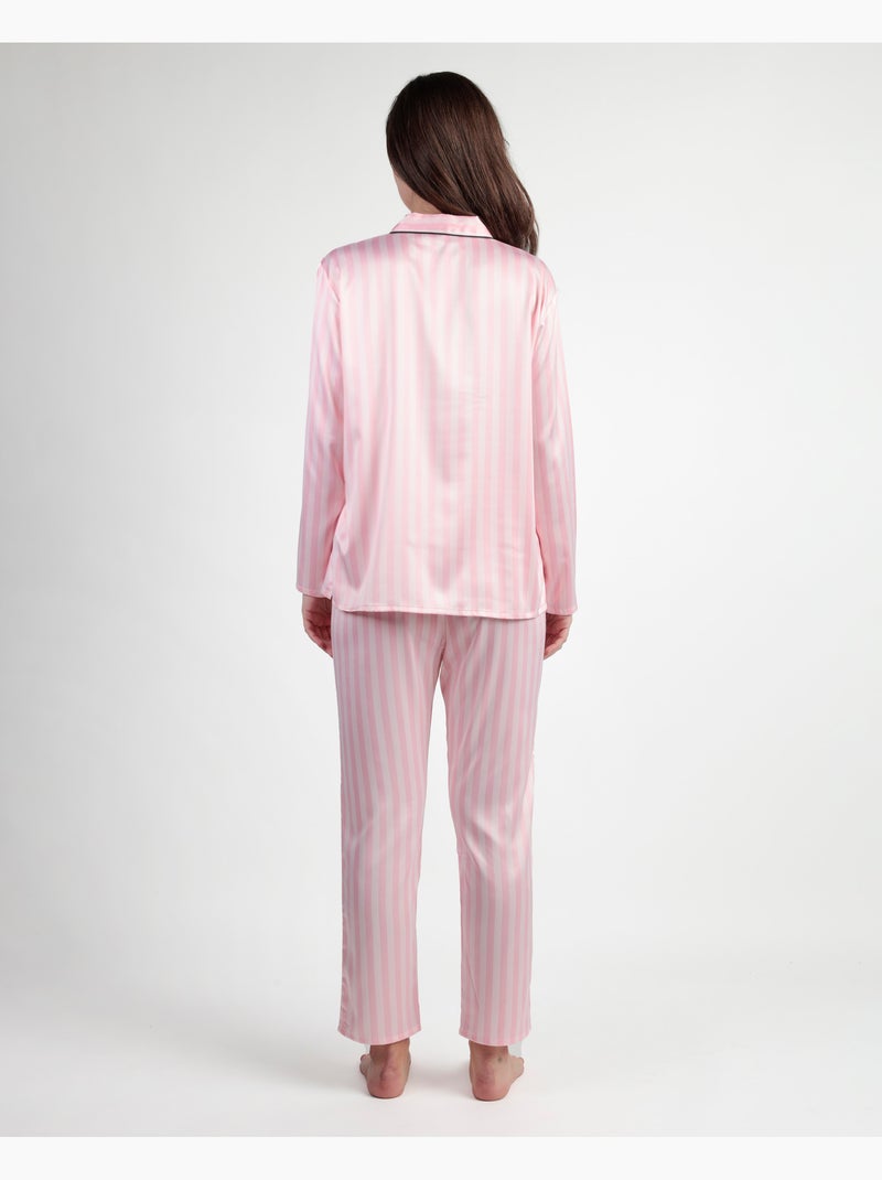 BARBIE Pigiama elegante in raso aperto a maniche lunghe da donna Rosa - Kiabi