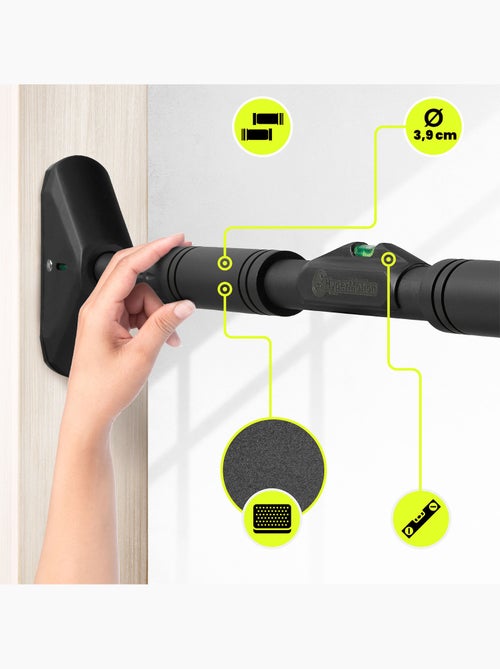 Barra trazioni regolabile 70-100 cm fino a 200 kg per porta nera – HyperMotion - Kiabi