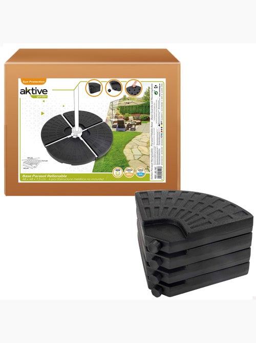 Base per ombrellone rotonda ricaricabile 4 pezzi aktive giardino 48x48x7,5 cm - Kiabi