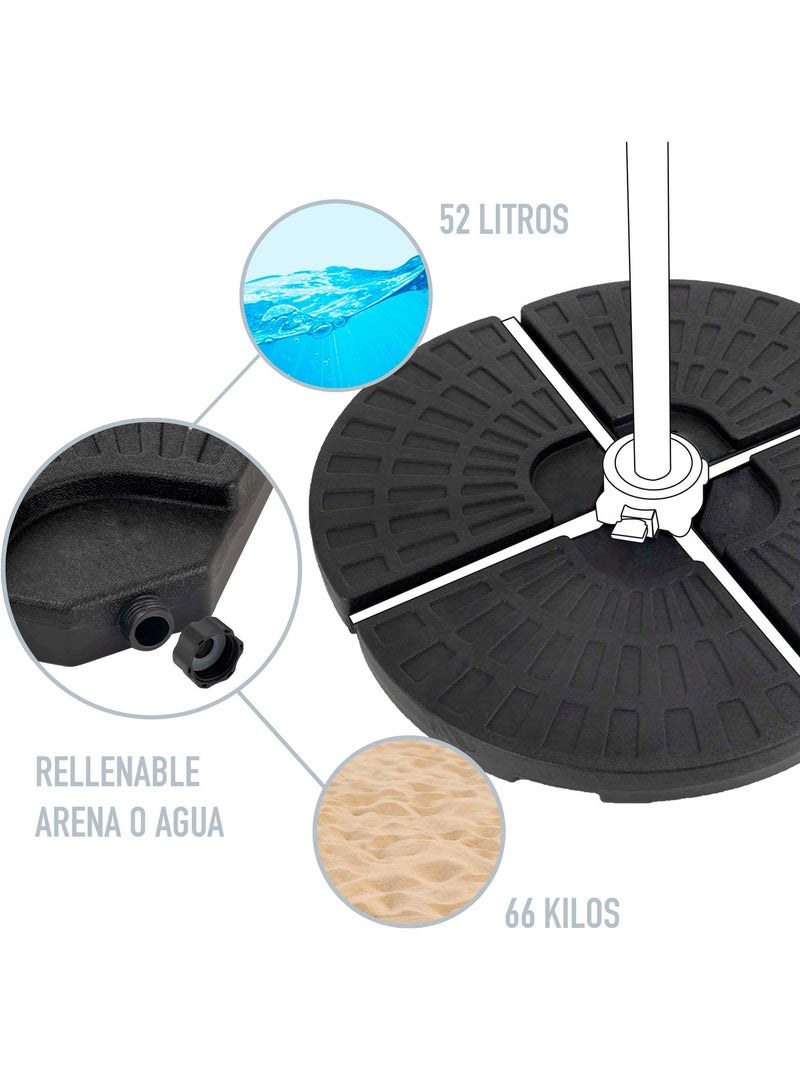 Base per ombrellone rotonda ricaricabile 4 pezzi aktive giardino 48x48x7,5 cm Nero Nero - Kiabi