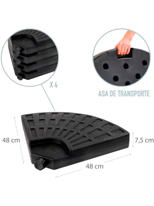 Base per ombrellone rotonda ricaricabile 4 pezzi aktive giardino 48x48x7,5 cm - Kiabi