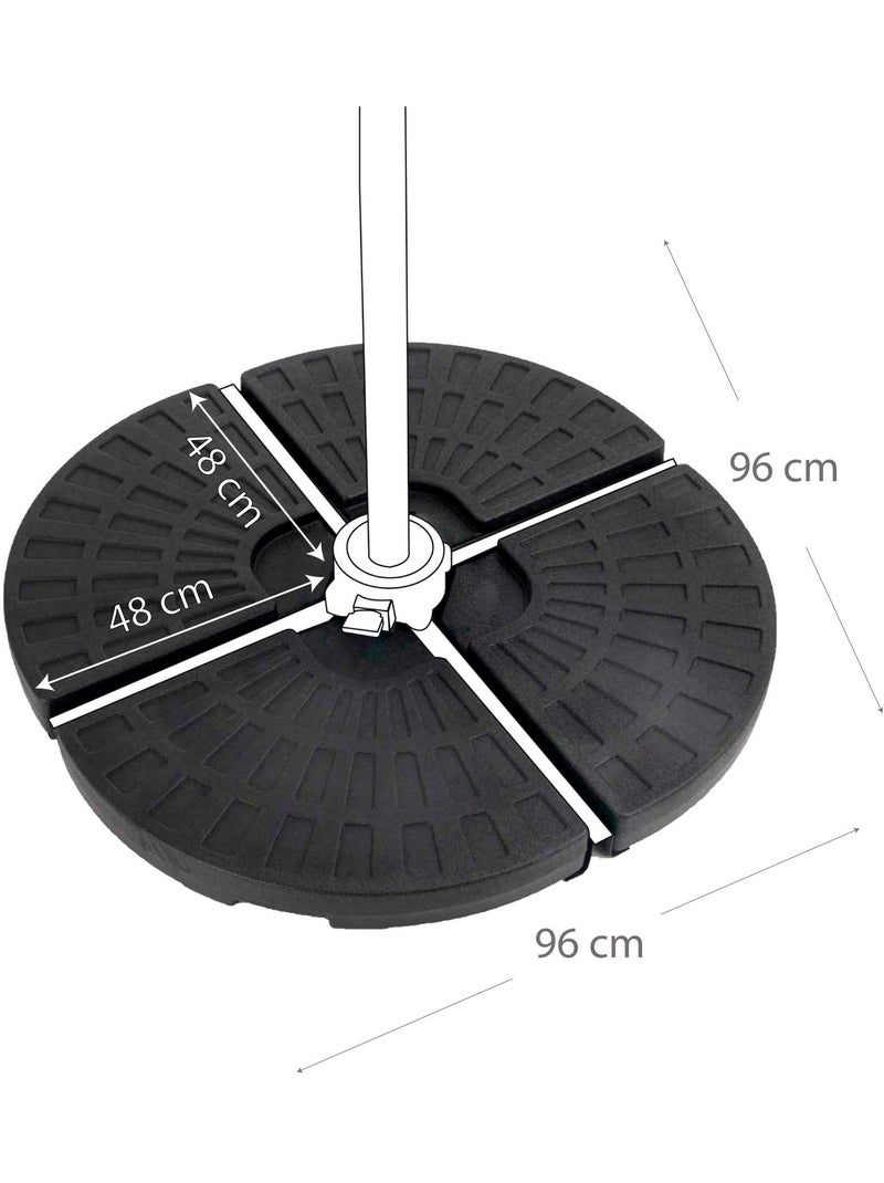 Base per ombrellone rotonda ricaricabile 4 pezzi aktive giardino 48x48x7,5 cm Nero Nero - Kiabi