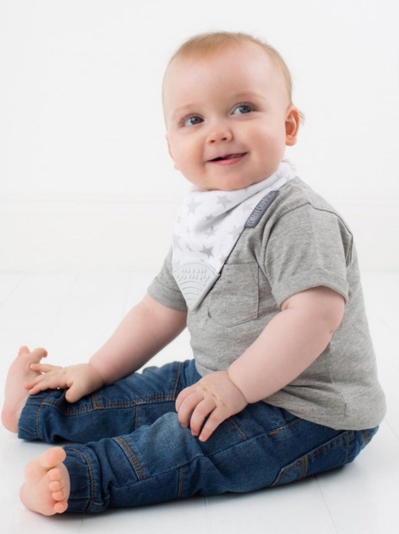 Bavaglino bandana con massaggiagengive, stella | Cheeky Chompers Bianco - Kiabi