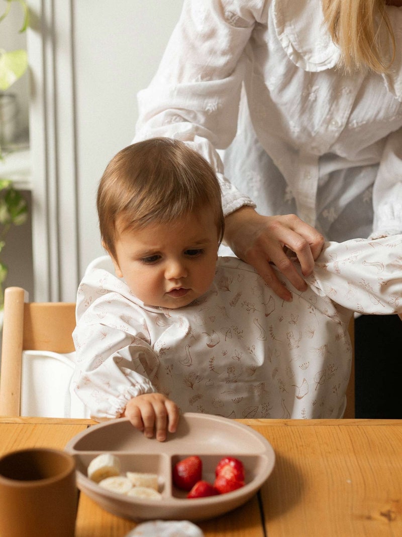 Bavaglino grembiule con maniche lunghe per bambini Ecru - Kiabi