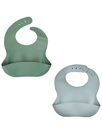 Bavaglino in silicone Thermobaby, set da 2 pezzi, con tasca di raccolta degli alimenti