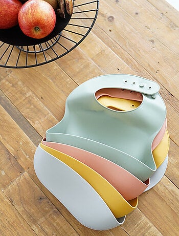 Bavaglino in silicone Thermobaby, set da 2 pezzi, con tasca di raccolta degli alimenti