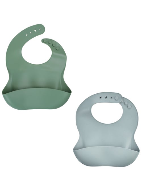 Bavaglino in silicone Thermobaby, set da 2 pezzi, con tasca di raccolta degli alimenti - Kiabi