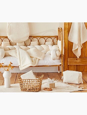 BB&CO - Treccia per culla neonato 100% cotone Mix and Match - Schiuma di latte - Lunghezza 2 m circa