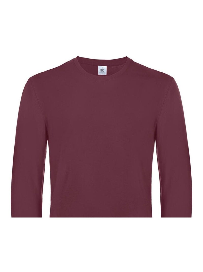 B&C #E190 Maglietta Manica Lunga Uomo Bordeaux - Kiabi