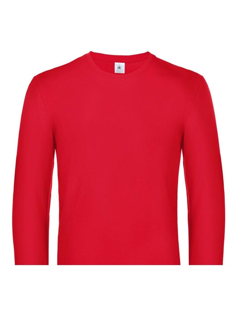 B&C #E190 Maglietta Manica Lunga Uomo Rosso - Kiabi