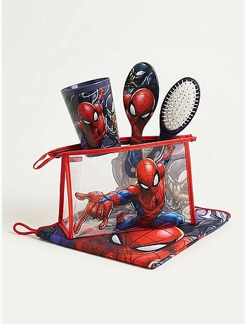Beauty case completo con bicchiere e asciugamano spiderman marvel