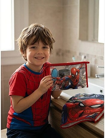 Beauty case completo con bicchiere e asciugamano spiderman marvel
