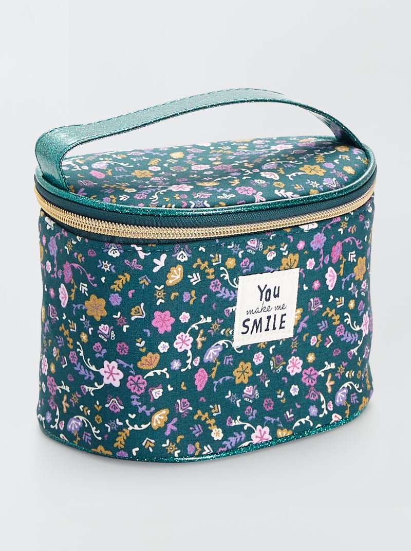 Beauty case con stampa floreale grigio verde - Kiabi