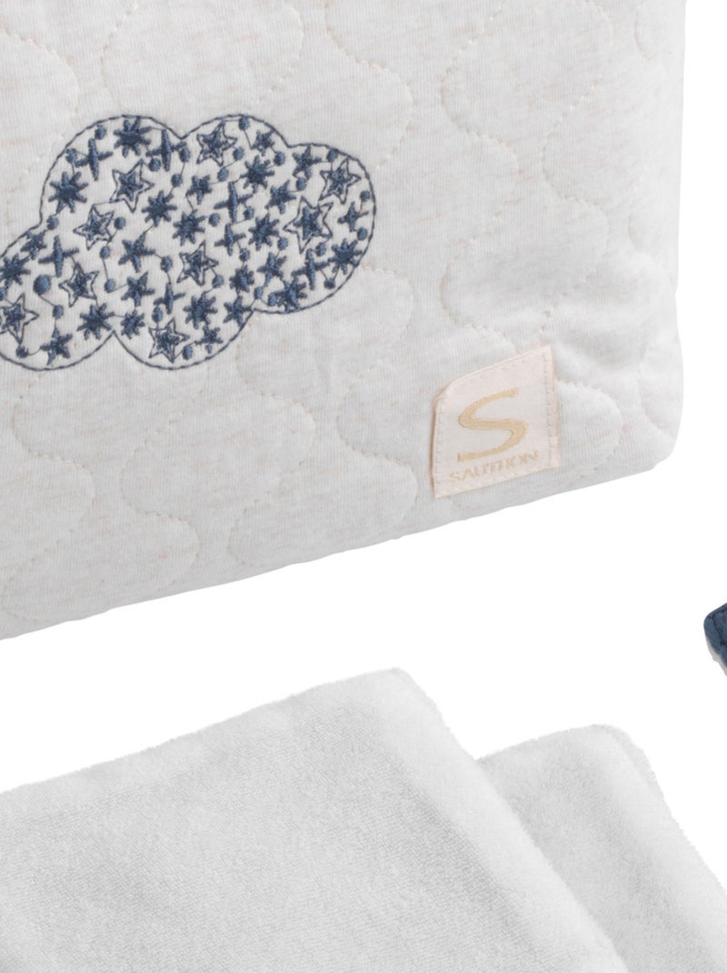 Beauty case in cotone trapuntato con 6 dischetti in - SAUTHON Bianco Blu - Kiabi