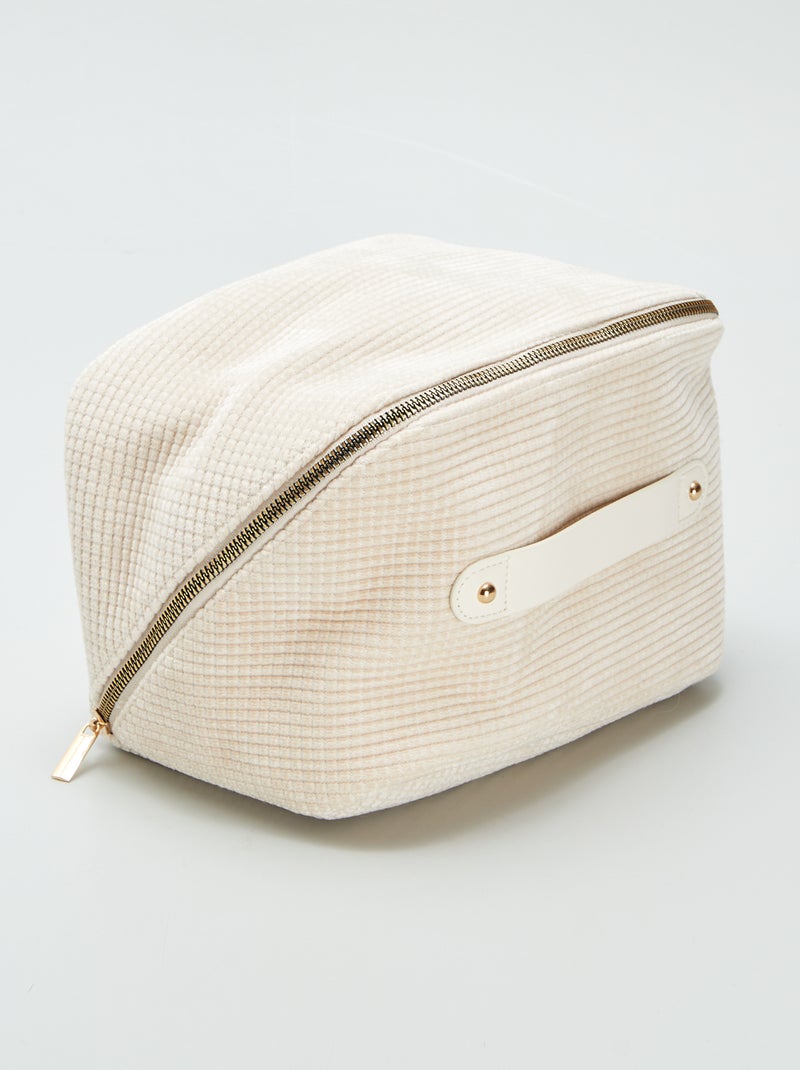 Beauty case in velluto a coste beige - Kiabi