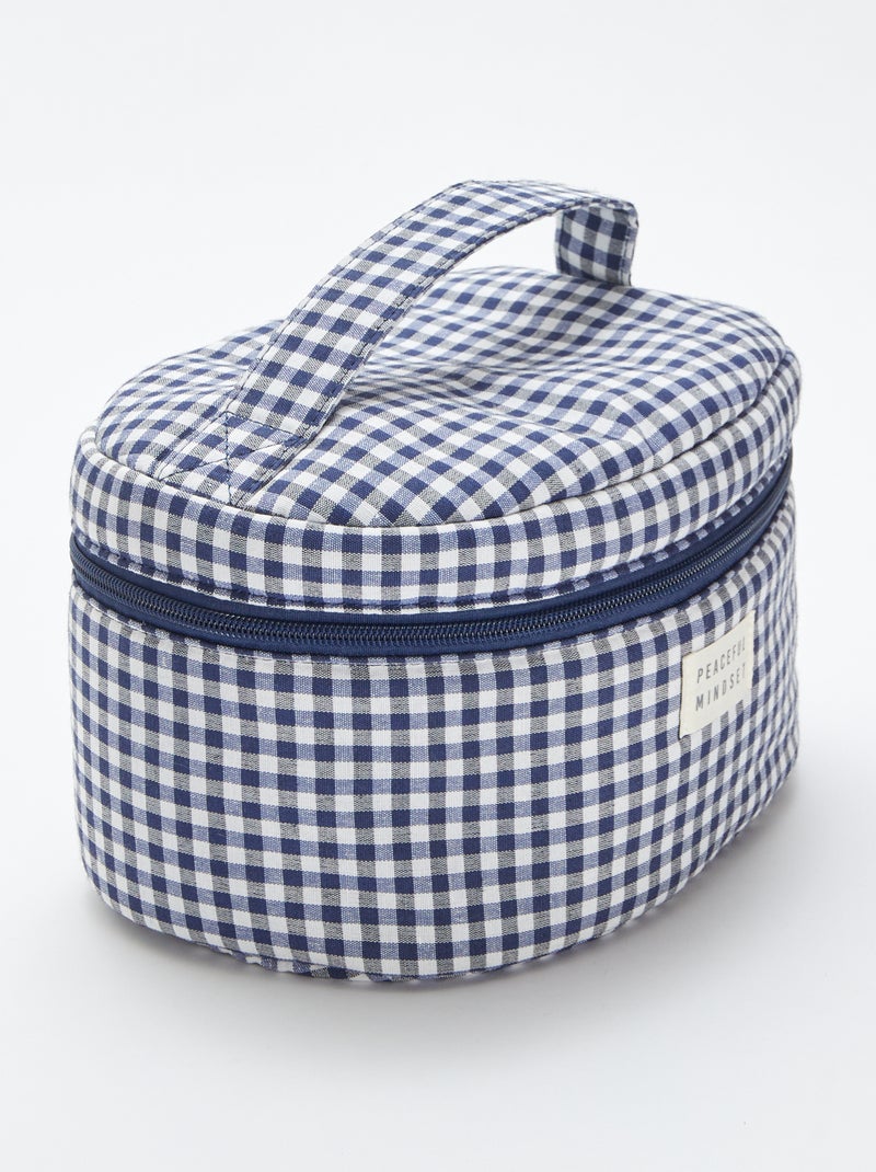 Beauty case rotondo con stampa vichy BLU - Kiabi