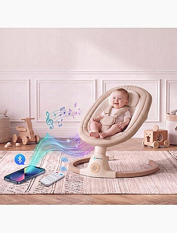 BEBE2LUXE AVA, Sdraietta dondolo automatico per neonato fino a 9 kg Beige