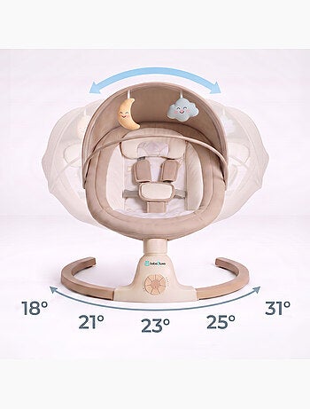 BEBE2LUXE AVA, Sdraietta dondolo automatico per neonato fino a 9 kg Beige