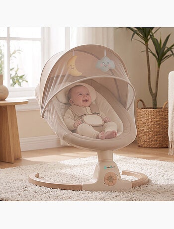 BEBE2LUXE AVA, Sdraietta dondolo automatico per neonato fino a 9 kg Beige