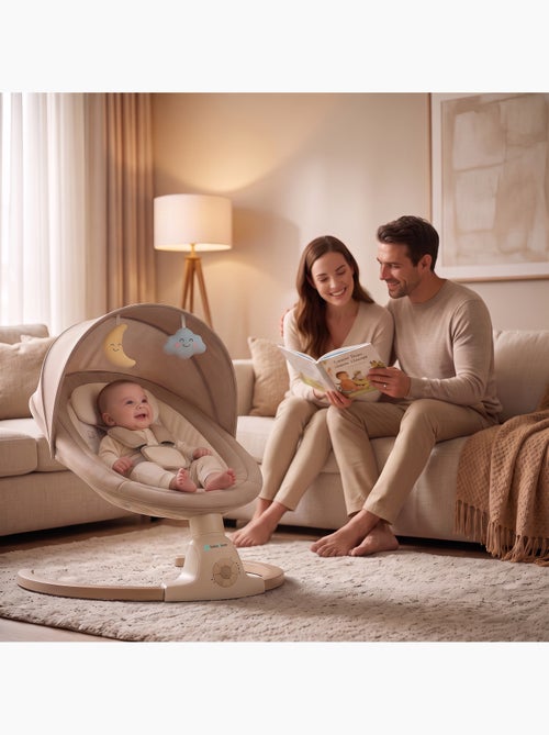 BEBE2LUXE AVA, Sdraietta dondolo automatico per neonato fino a 9 kg Beige - Kiabi BEBE2LUXE AVA, Sdraietta dondolo automatico per neonato fino a 9 kg Beige - Kiabi