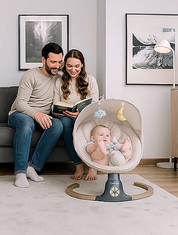 BEBE2LUXE AVA, Sdraietta dondolo automatico per neonato fino a 9 kg