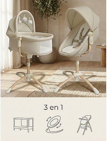 BEBE2LUXE Louna : Culla neonato 4 in 1 (DONDOLO ELETTRICO, SDRAIETTA, SEGGIOLONE)