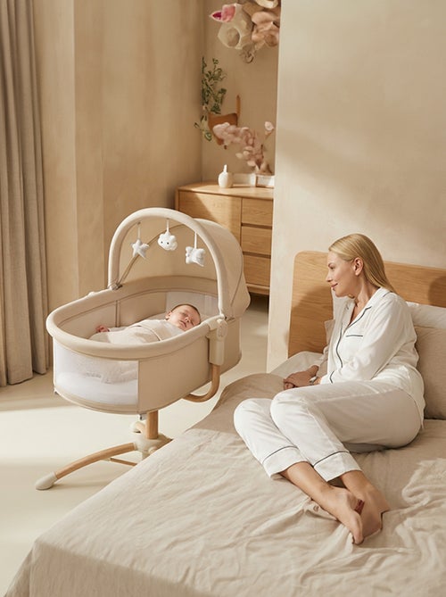 BEBE2LUXE Louna : Culla neonato 4 in 1 (DONDOLO ELETTRICO, SDRAIETTA, SEGGIOLONE) Beige - Kiabi
