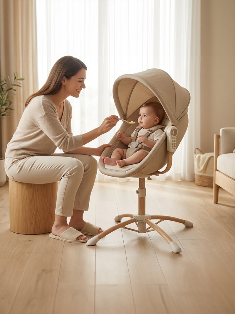 BEBE2LUXE Louna : Culla neonato 4 in 1 (DONDOLO ELETTRICO, SDRAIETTA, SEGGIOLONE) Beige Beige - Kiabi