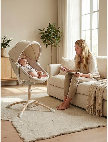 BEBE2LUXE Louna : Culla neonato 4 in 1 (DONDOLO ELETTRICO, SDRAIETTA, SEGGIOLONE)