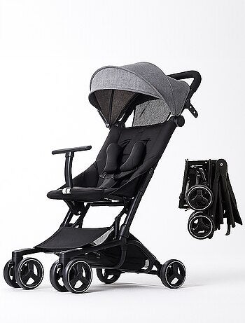 BEBE2LUXE PIKO Passeggino Leggero Compatto, Pieghevole, Reclinabile, 6 mesi-22 Kg Nero