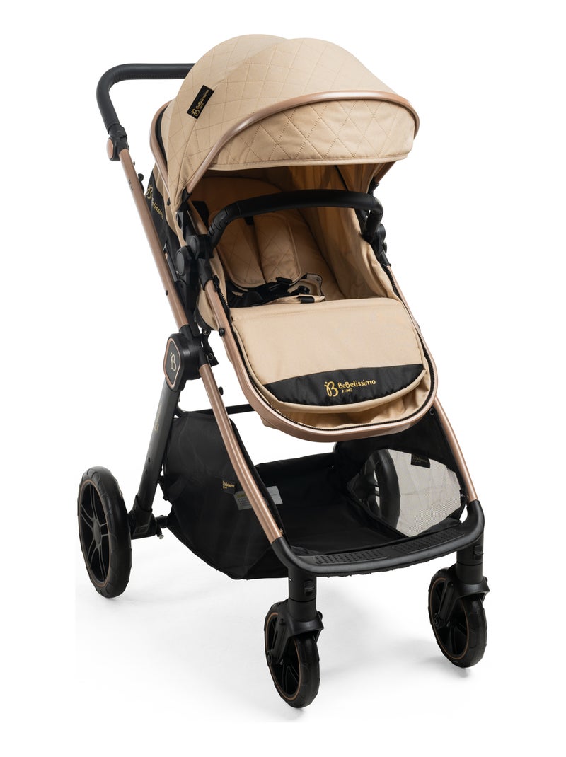 Bebelissimo - Trio, passeggino Trio con seggiolino auto,  seggiolino auto e base - Iris Beige - Kiabi