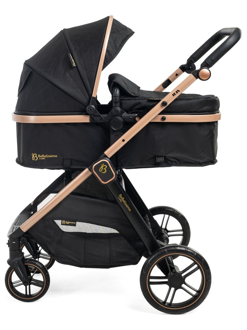 Bebelissimo - Trio, passeggino Trio con seggiolino auto,  seggiolino auto e base - Iris Nero - Kiabi
