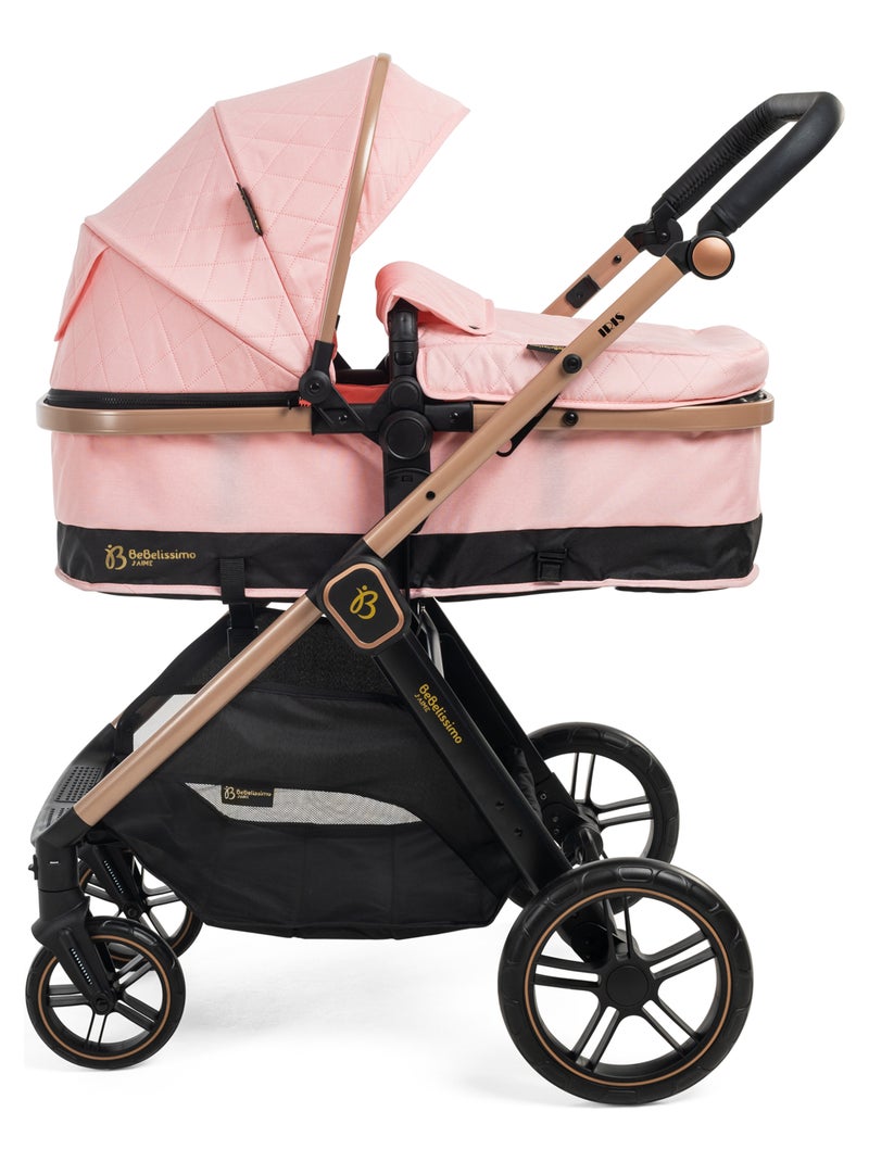 Bebelissimo - Trio, passeggino Trio con seggiolino auto,  seggiolino auto e base - Iris Rosa - Kiabi