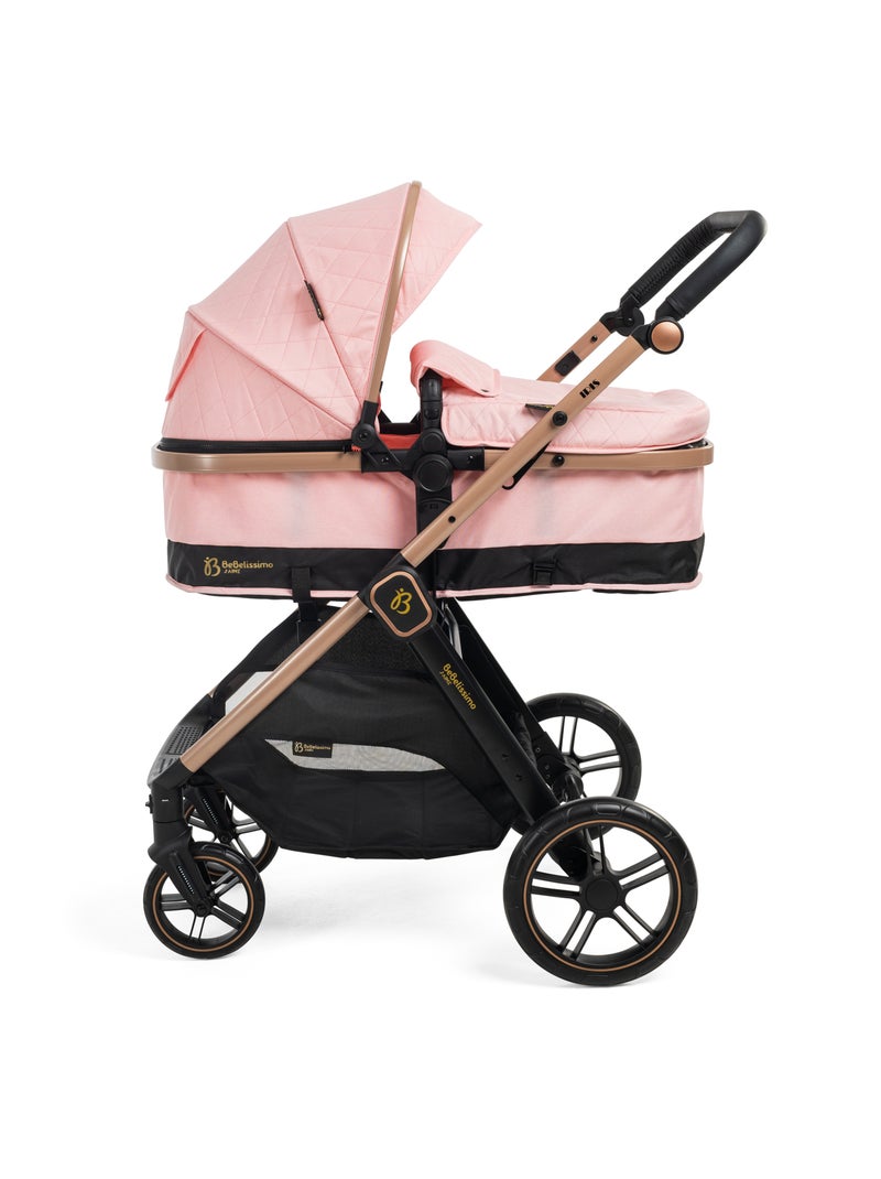 Bebelissimo - Trio, passeggino Trio con seggiolino auto,  seggiolino auto e base - Iris Rosa - Kiabi