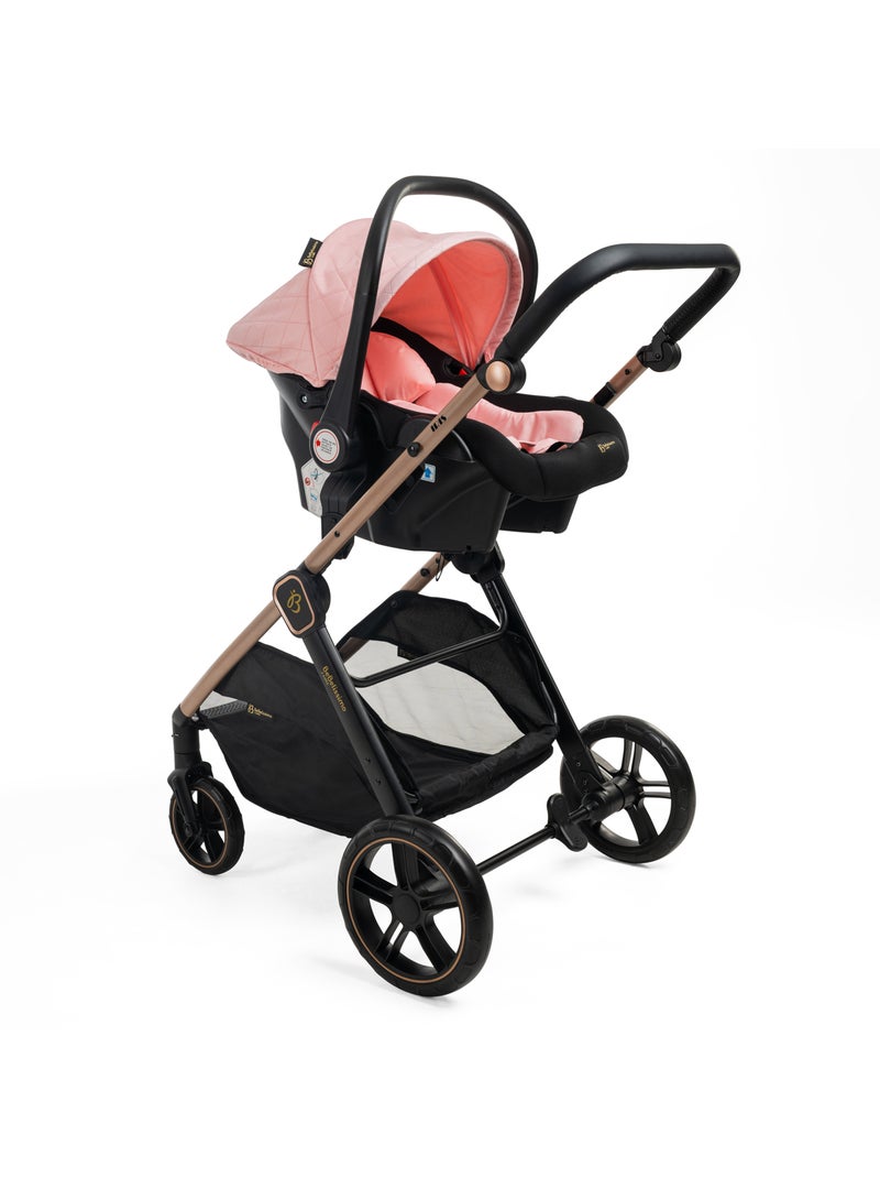 Bebelissimo - Trio, passeggino Trio con seggiolino auto,  seggiolino auto e base - Iris Rosa - Kiabi