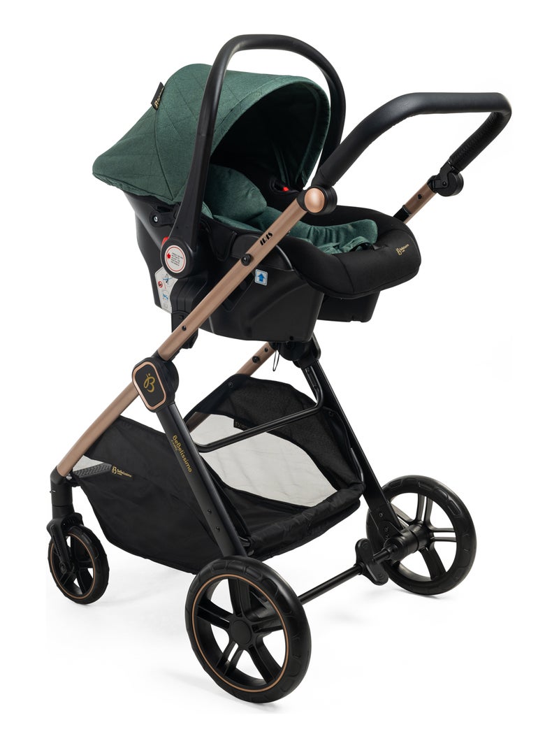 Bebelissimo - Trio, passeggino Trio con seggiolino auto,  seggiolino auto e base - Iris Verde - Kiabi