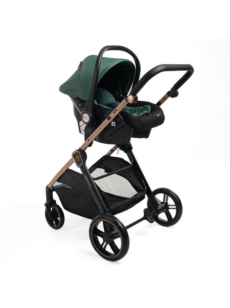 Bebelissimo - Trio, passeggino Trio con seggiolino auto,  seggiolino auto e base - Iris Verde - Kiabi
