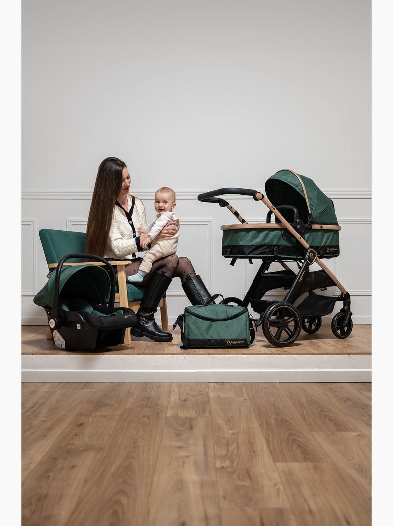 Bebelissimo - Trio, passeggino Trio con seggiolino auto,  seggiolino auto e base - Iris Verde - Kiabi