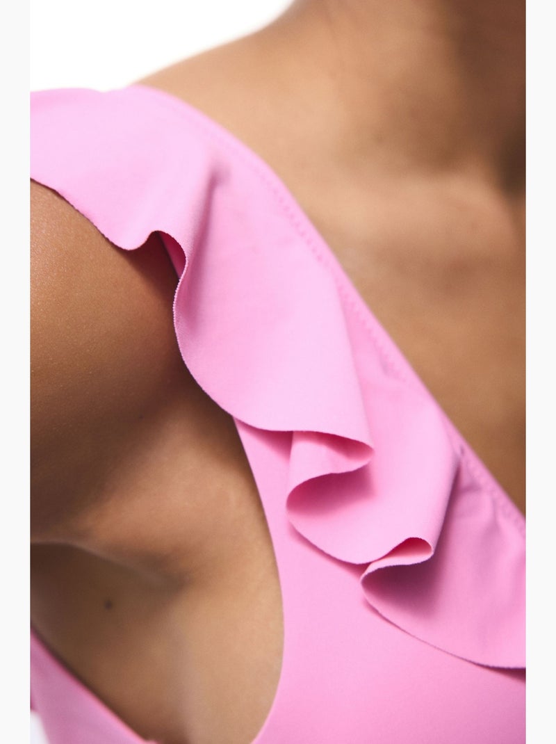 Begonia top bikini con volant penti Rosa fluo/Solinotes - Kiabi