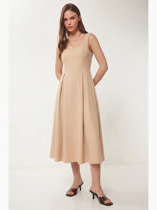 Bellissimo abito midi a trapezio con scollo quadrato e chiusura con cerniera istanbul - Kiabi
