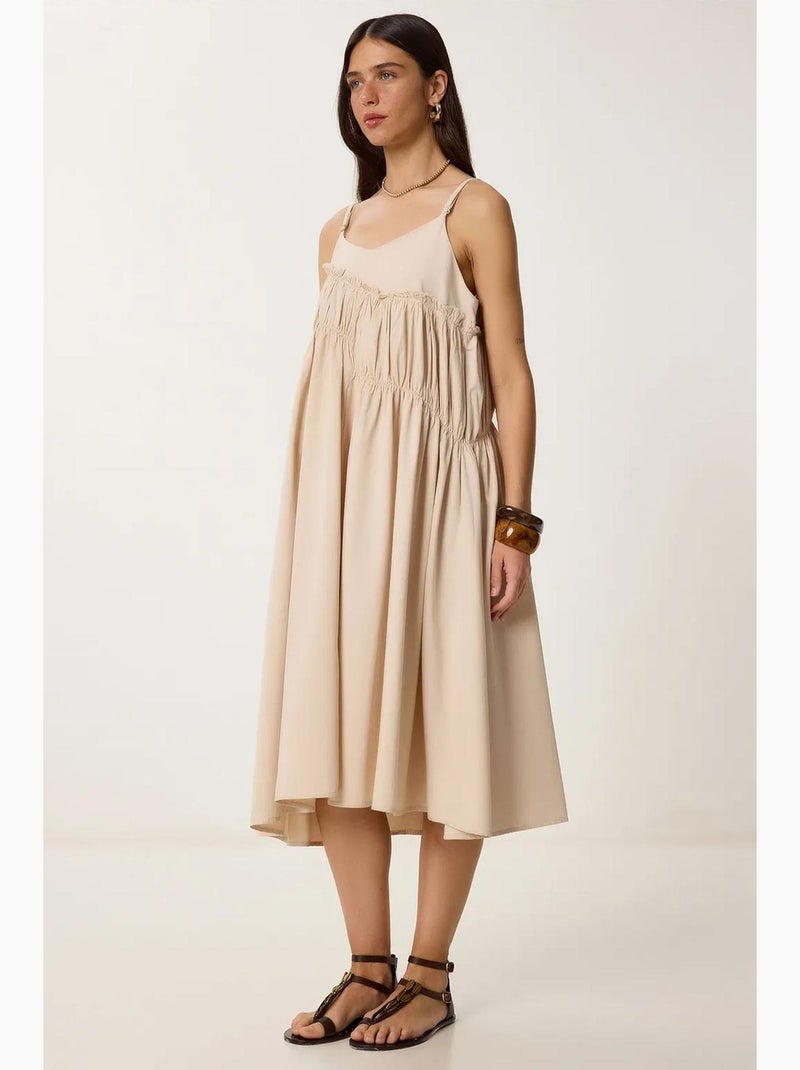 Bellissimo abito midi con scollo a u e volant istanbul Crema - Kiabi
