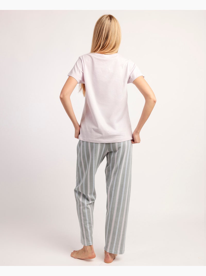 Bellissimo pigiama a maniche corte da donna STAY AT HOME Malva - Kiabi