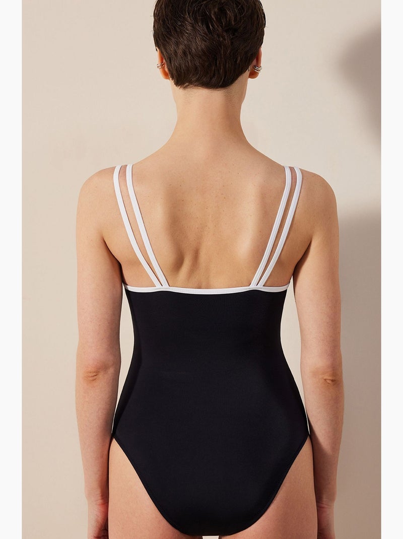 Belluga costume intero push up penti Nero Bianco - Kiabi