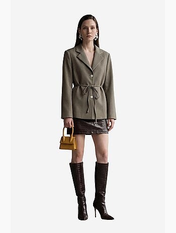 Belted crepe blazer jacket my fashion