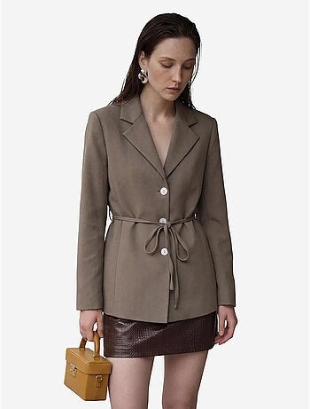 Belted crepe blazer jacket my fashion